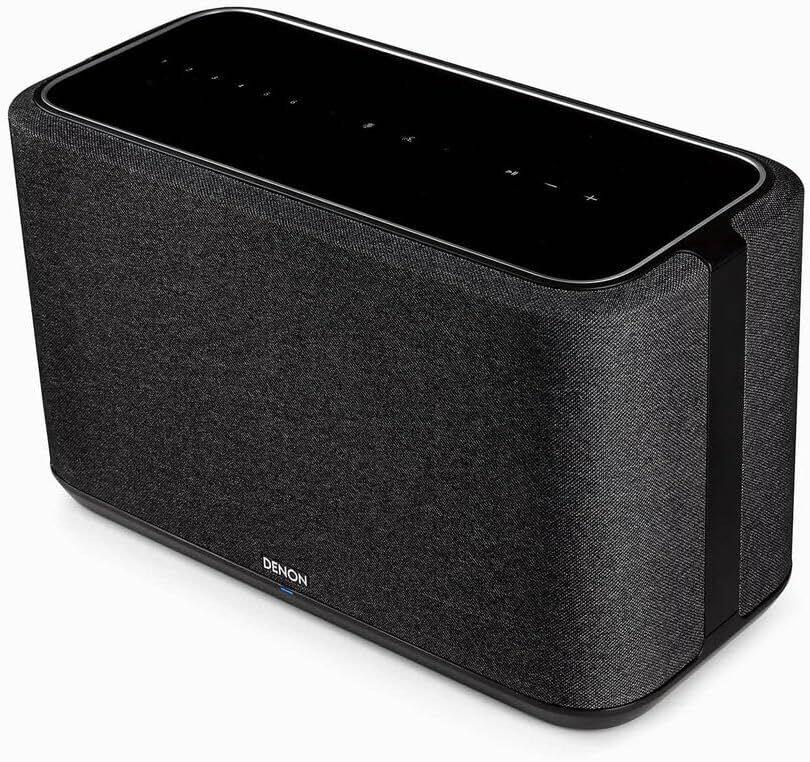 Angle. Denon - Denon Home 350 Black Built In Heos Wireless Bluetooth Speaker with an Additional 3 Year Extended Amber Protection (2020) - Black.