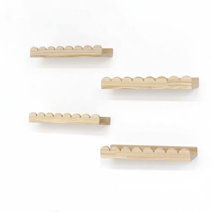 Front. Dazzed Corner - 15.8 Inch Shelves for Nursery,Nursery Bookshelf for Wall Set of 4 - Natural.