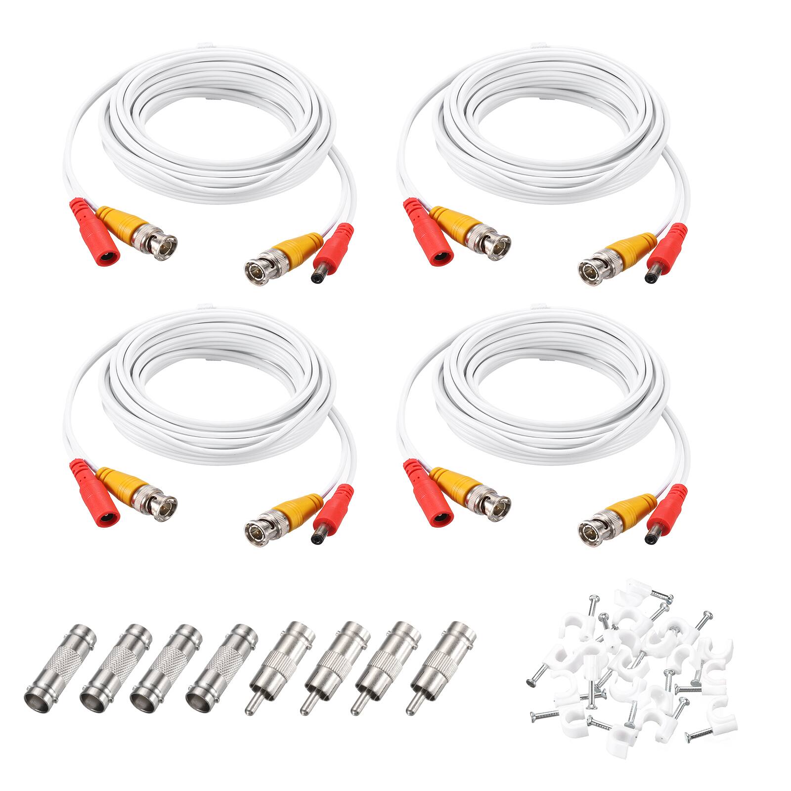 Front. Unique Bargains - BNC Video Power Cable, 4 Sets, All-in-One CCTV Camera Extension Cord - White.
