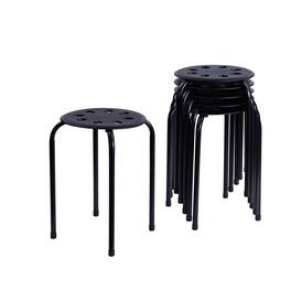 Vecelo - 6Pcs Commercial Stackable Stools - 265 lb Weight Capacity, Multi-Color Lightweight Stools for Classroom/Office - Black