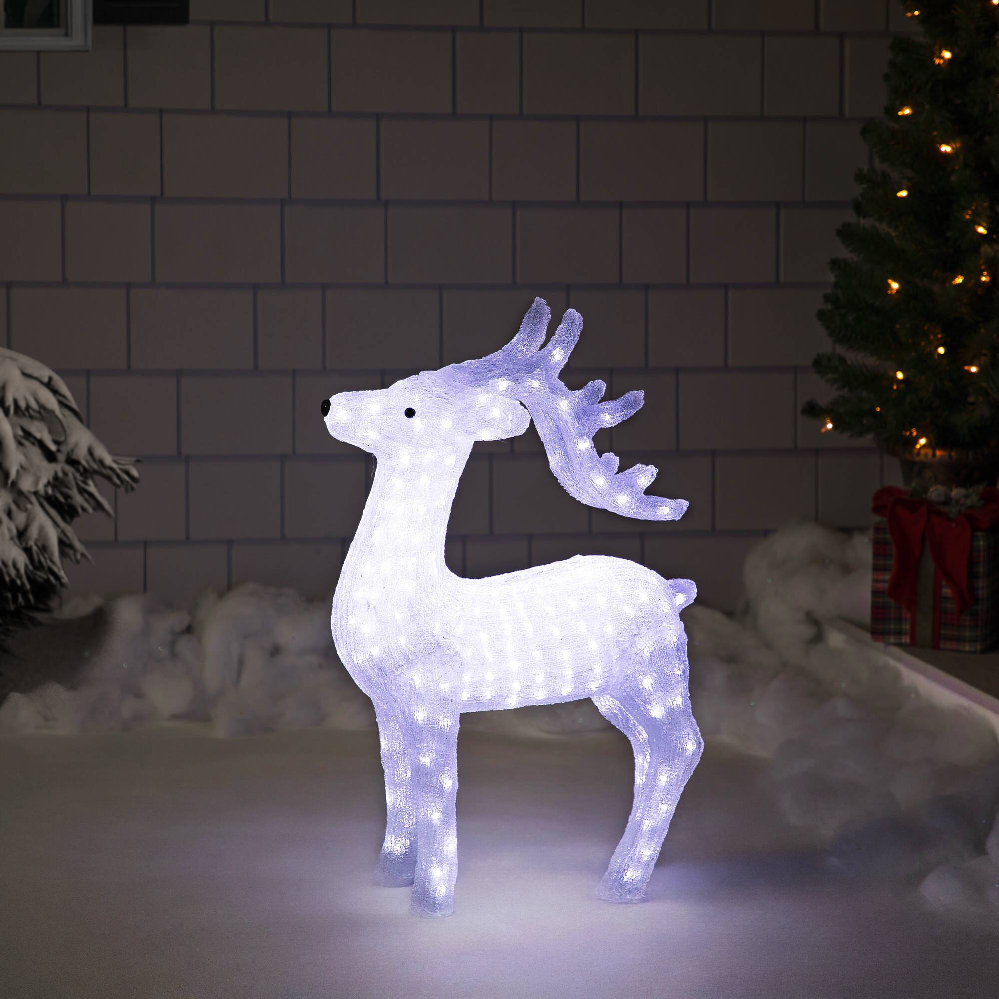 Front. Northlight - LED Lighted Commercial Grade Acrylic Reindeer Outdoor Christmas Decoration - 28" - Clear.