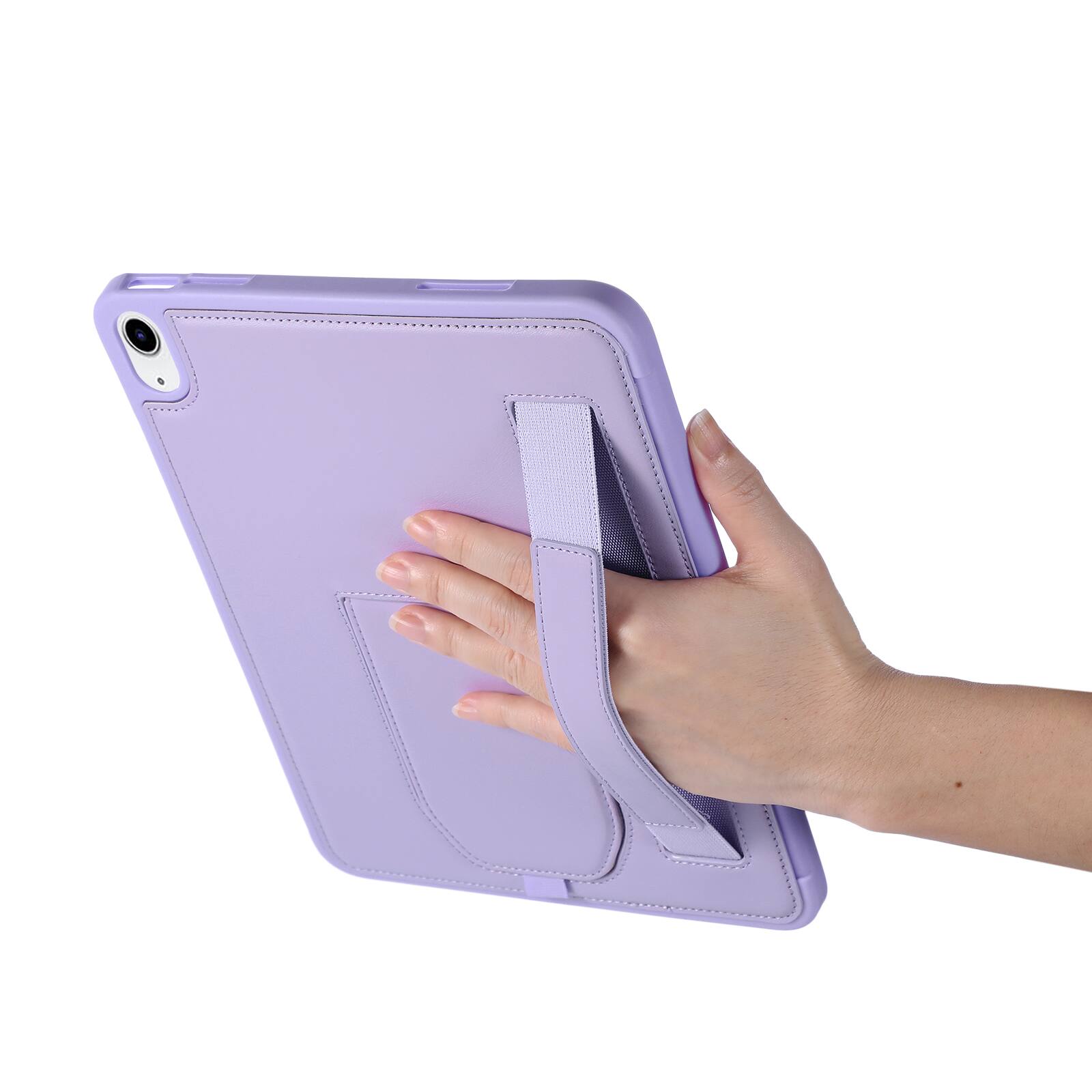 Left. UUCOVER - Case for iPad A16 11-inch 2025 /iPad 10th Gen 10.9" 2022 Shockproof PU Leather Hand Strap Kickstand Pencil Holder Cover - Purple.