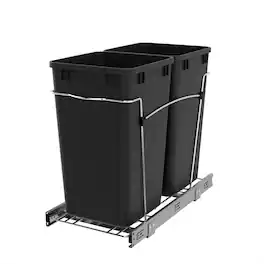 Rev-A-Shelf - Double Pullout Trash Can 27 qt. for Kitchen, RV-15KD-18C S - Black