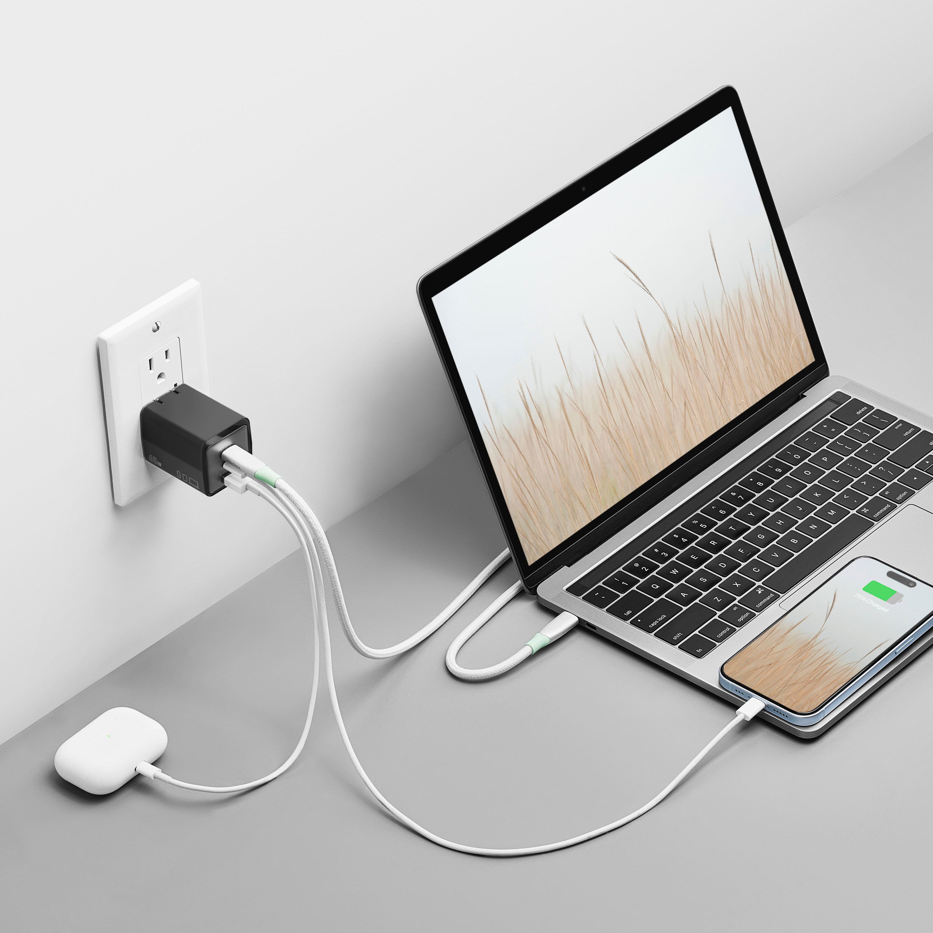 Alt View 2. Insignia™ - 65W 3-Port USB-C/USB Wall Charger for Smartphones, Tablets and More - Black.