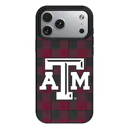 Keyscaper - NCAA - Texas A&M Aggies Plaid Magnetic Bump iPhone Case - 15 - Black