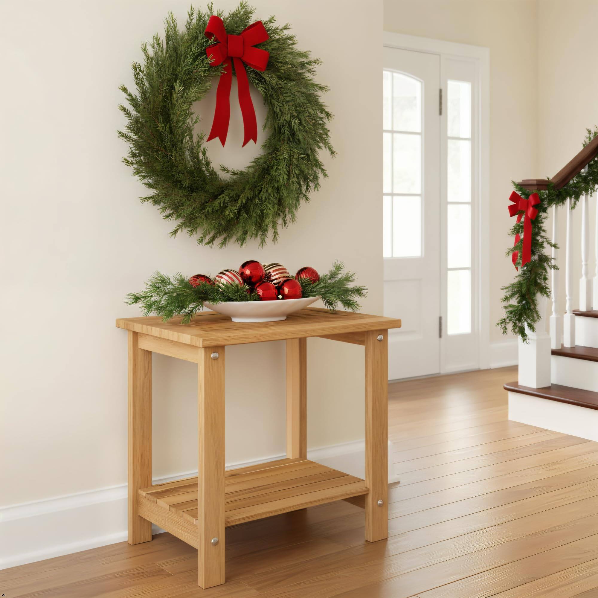 Alt View 3. PO3TICJUNKI3 - Double Adirondack Side Table Weather-resistant Rectangular End For Patio Garden Lawn And Living Room Ideal ... - Light Natural.