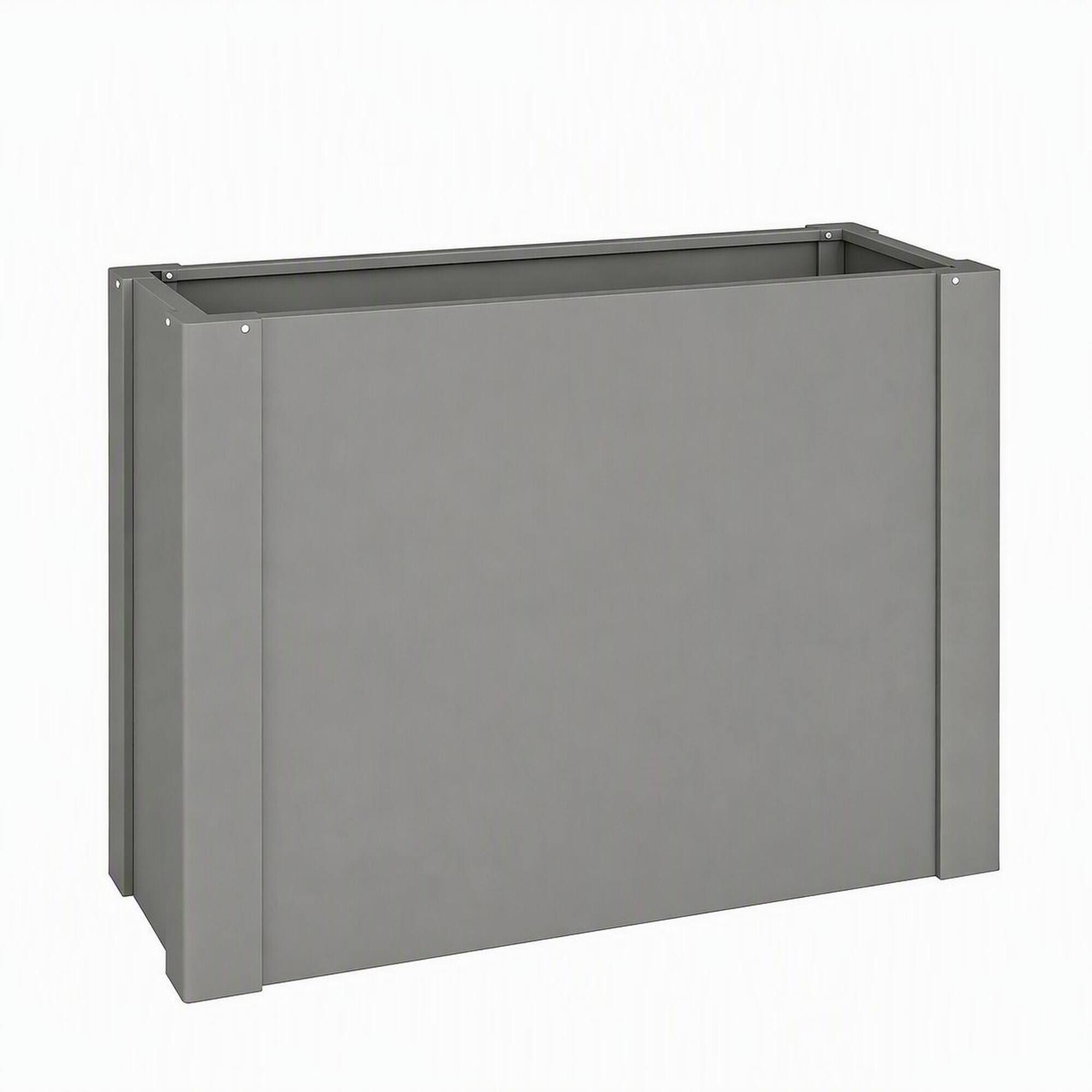 Front. RYHNUYNE - Galvanized Steel Raised Garden Bed 31.5x12.2x24 Inches Open Bottom Planter Box for Patio Backyard Balcony - Gray.