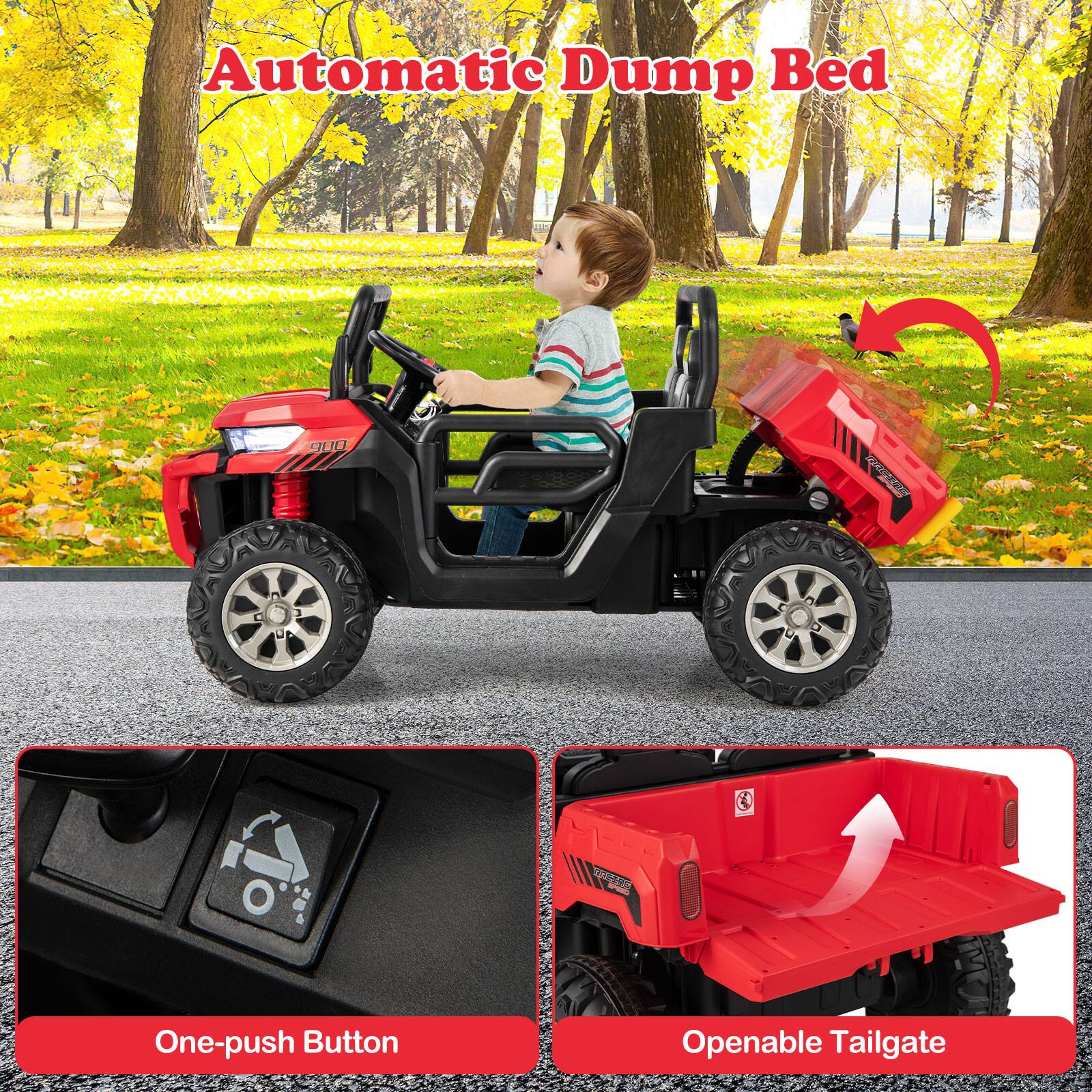 Automatic Dump Bed

One-push Button

Openable Tailgate