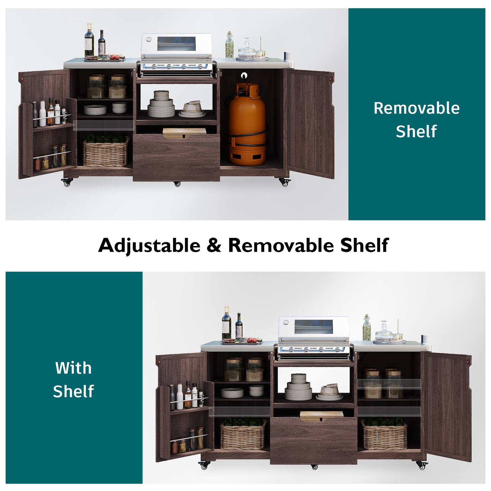 Removable Shelf  
Adjustable & Removable Shelf  
With Shelf