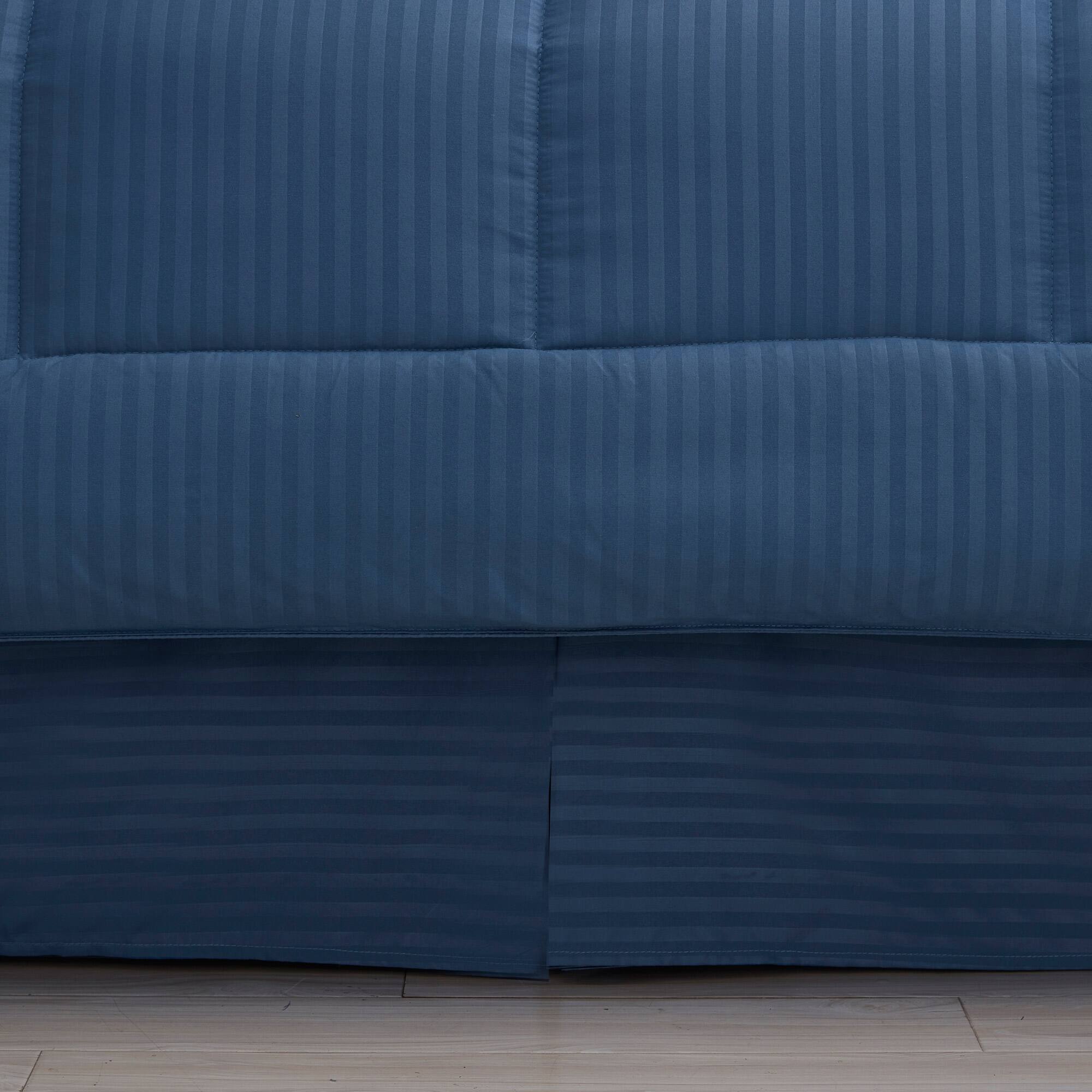 Alt View 1. Sweet Home Collection - 8 Piece Embossed Dobby Stripe Bed in a Bag All Season Complete Set with Sheets - King - Denim.