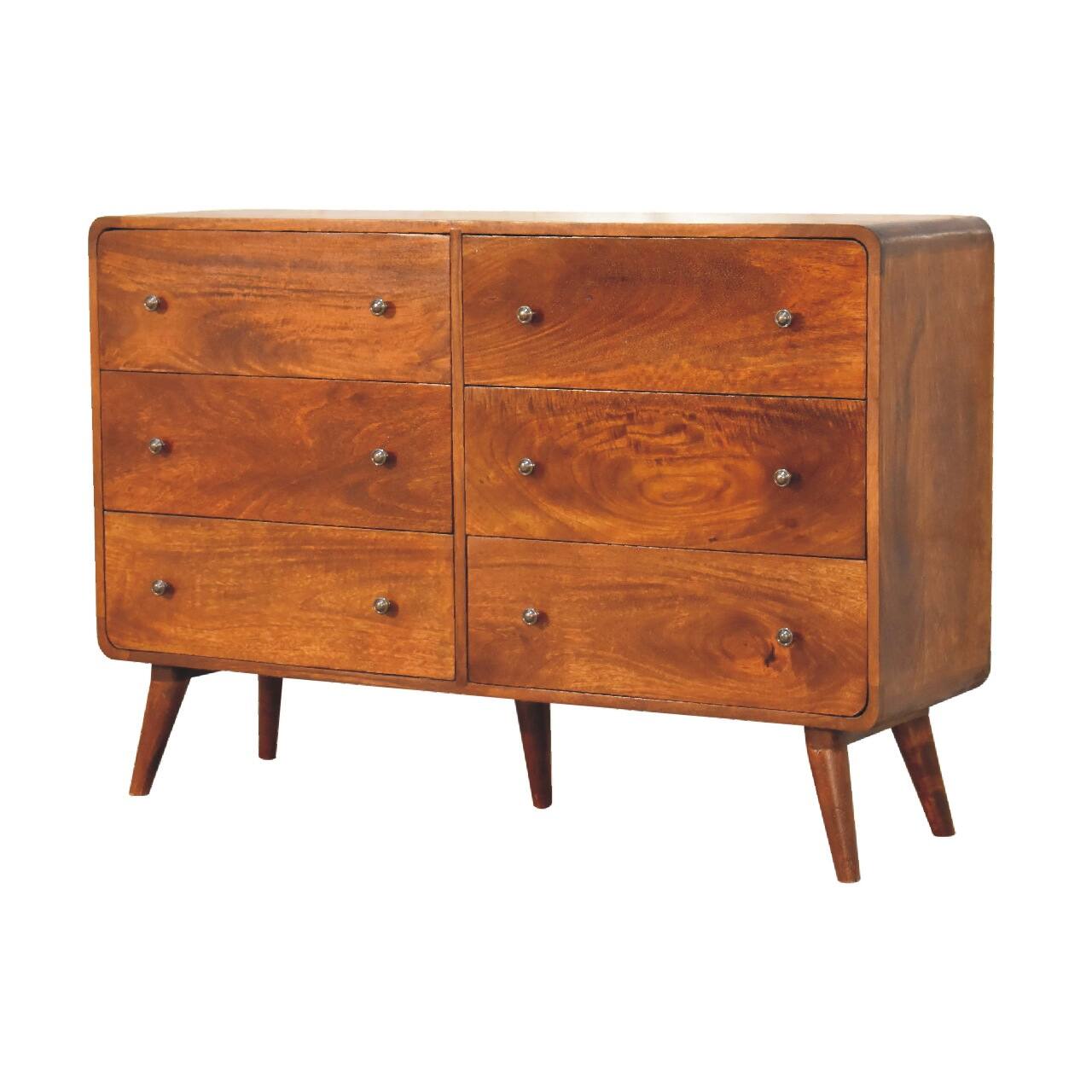 Back. Artisan Furniture - Artisan Furniture Solid Wood Large Curved Chestnut Chest, 6 Drawers, Brown - Brown.