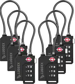 LUGGEX - TSA Locks for Luggage, 6 Luggage Locks, Suitcase Locks TSA Approved - Black