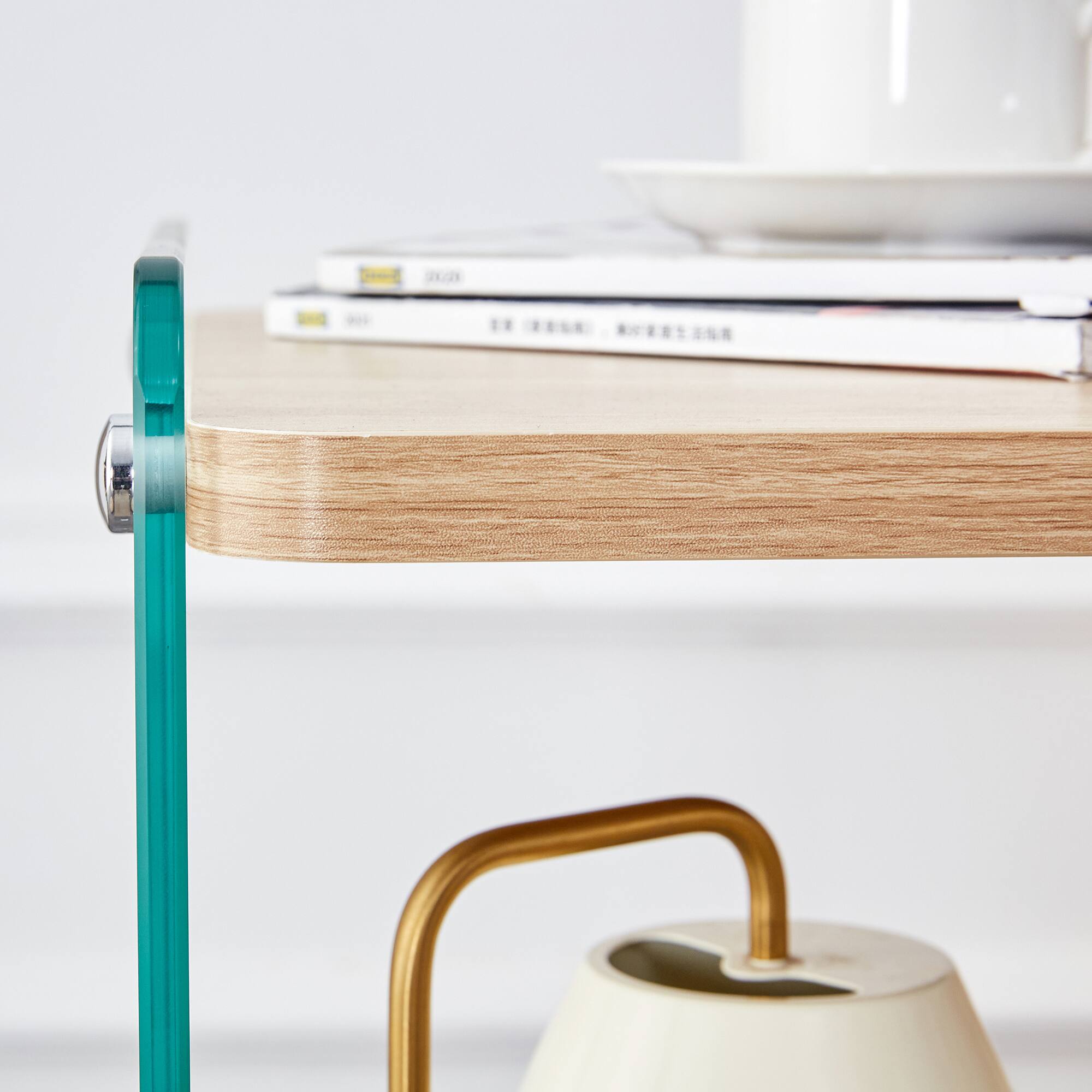 Alt View 6. Spaco - Spaco 3-Tier MDF Nightstand, Tempered Glass Sides,stand, Tempered Glass Sides, Storage Cabinet for Bedroom - Wood.