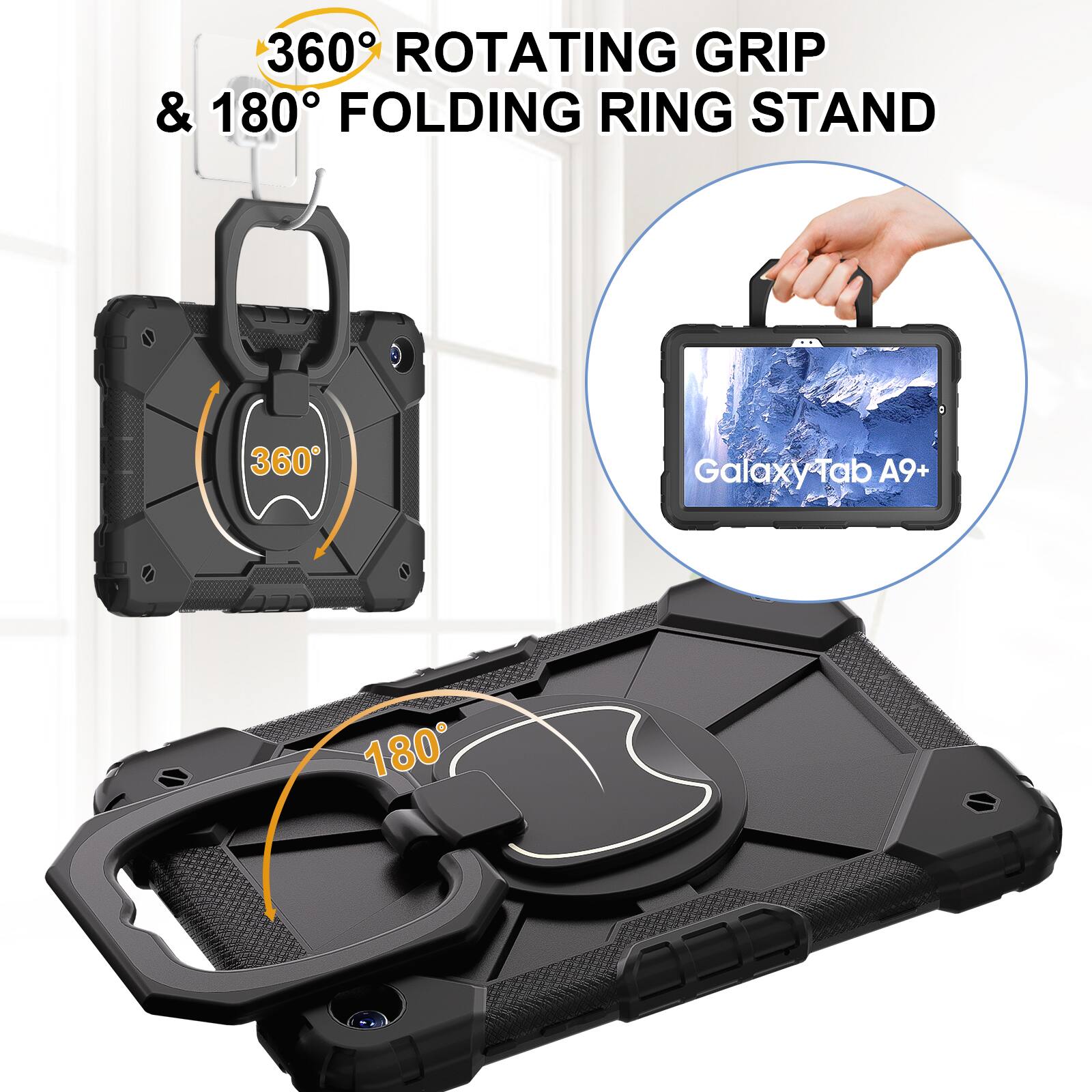 360° ROTATING GRIP & 180° FOLDING RING STAND

Galaxy Tab A9+