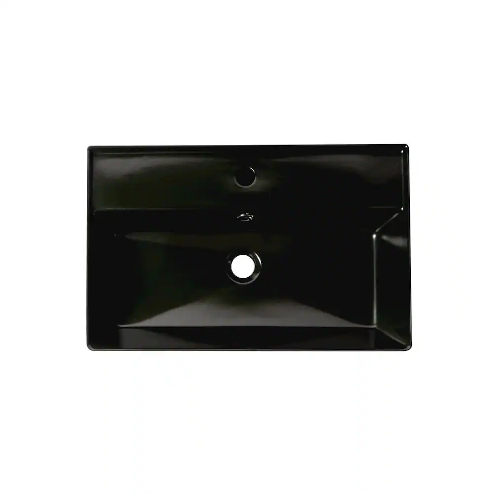 Alt View 1. Alfi - Black Matte 24" Modern Rectangular Above Mount Ceramic Sink with Faucet Hole - Black.