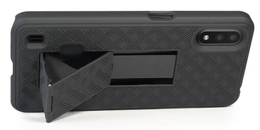 Alt View 9. Nakedcellphone - Case with Stand and Belt Clip Holster for Samsung Galaxy A01 - Black.