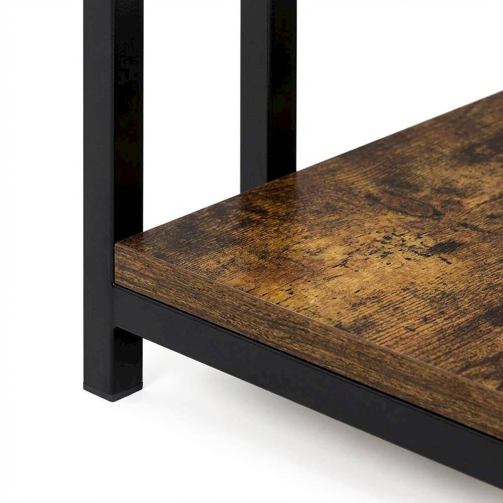 Alt View 2. FurniFact - Amber Pine Metal Frame End Table for Living Room or Bedroom - Amber Pine.