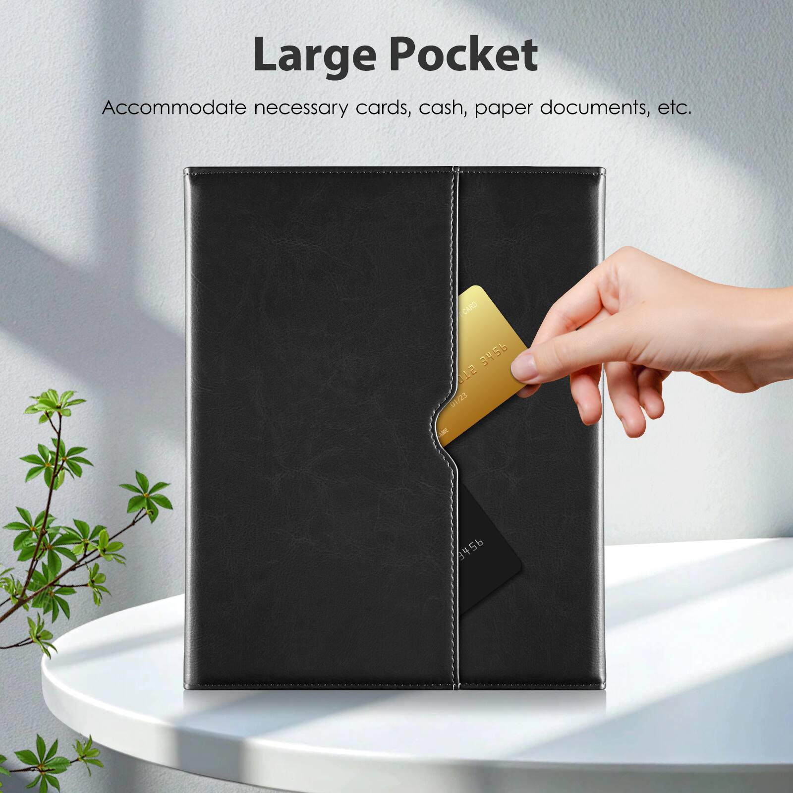 Large Pocket  
Accommodate necessary cards, cash, paper documents, etc.  
CARD 3456 12 01/23 -- 4456