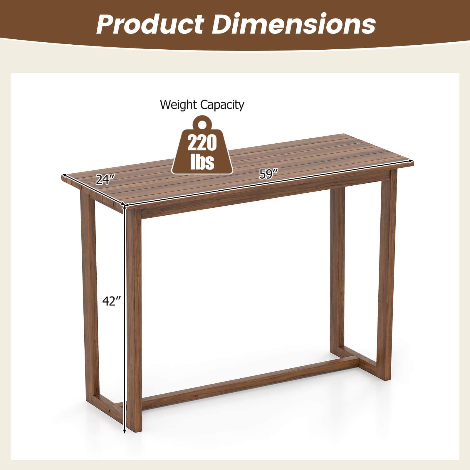 Product Dimensions

Weight Capacity: 220 lbs

Dimensions:
- Length: 59"
- Width: 24"
- Height: 42"