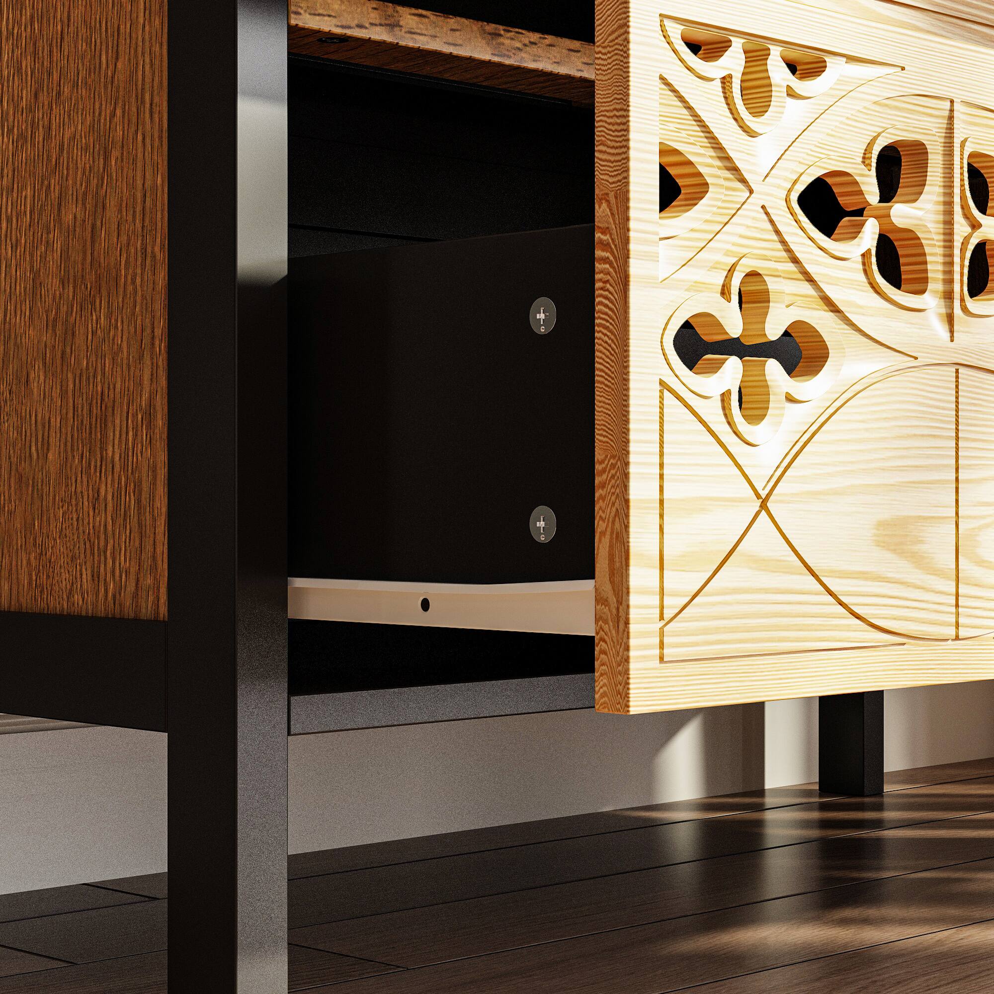 Alt View 8. Famapy - Famapy Press - Latch Display Cabinet with Anti - Tip - Artistic Storage for Home - Wooden & Black.