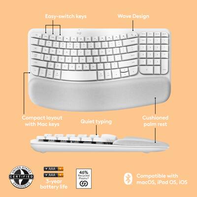 Logitech Wave Keys for Mac Ergonomic Wireless Membrane Keyboard Logitech Wave Keys for Mac Ergonomic Wireless Membrane Keyboard