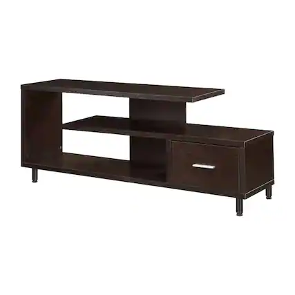 Front. FurniFact - Contemporary Brown TV Stand with 1 Drawer and Shelves for Up to 65-Inch TVs - Brown.