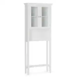 Simpli Home - Acadian 68.4 inch H x 27.6 inch W Over The Toilet Space Saver Bath Cabinet - Pure White