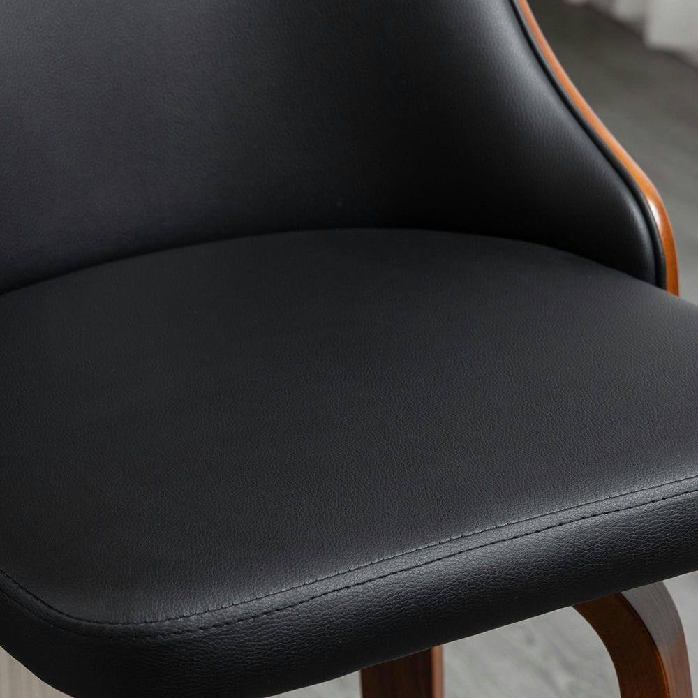 Angle. Kadyn - Bar Height Bar Stools, PU Leather Swivel Barstools with Footrest and Tufted Back, Set of 2, Black - Black.