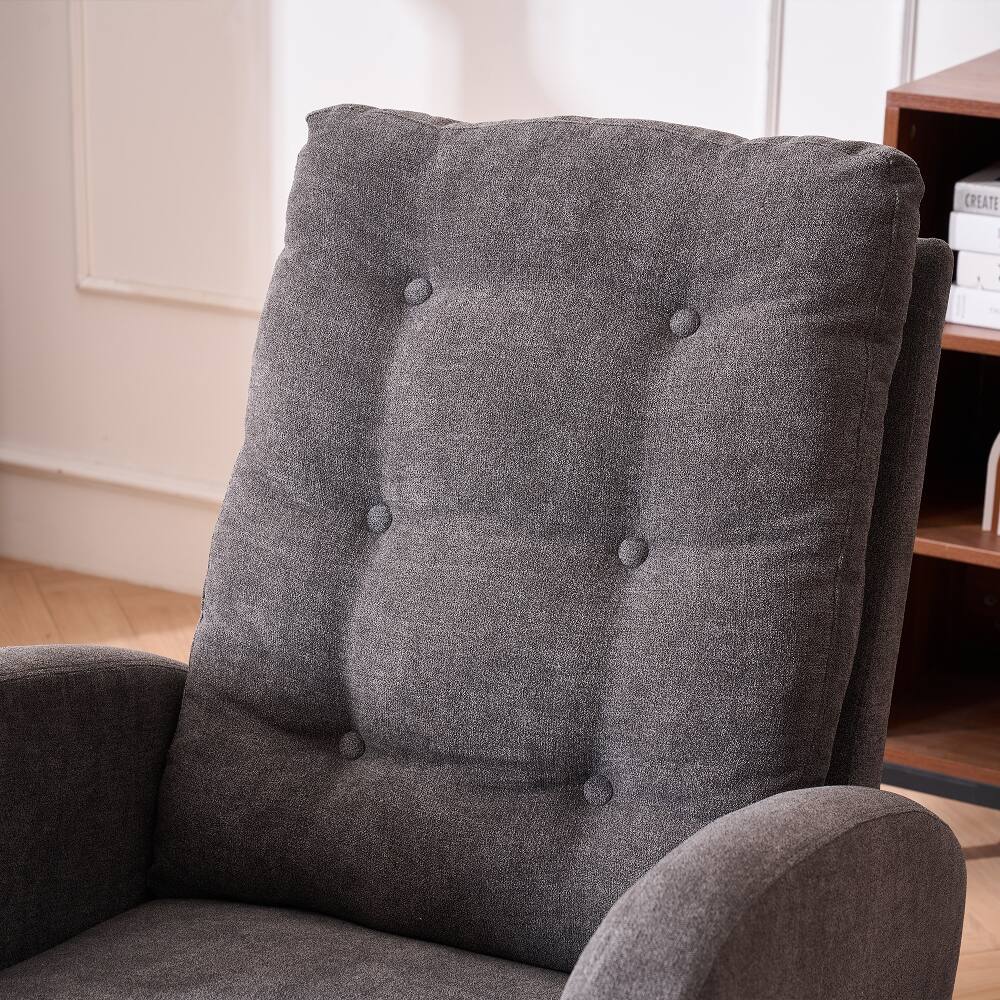 Left. Loheer - Loheer Gray Accent Rocking Chair High Back Nursery Rocker with Rubber Wood Base - Gray.