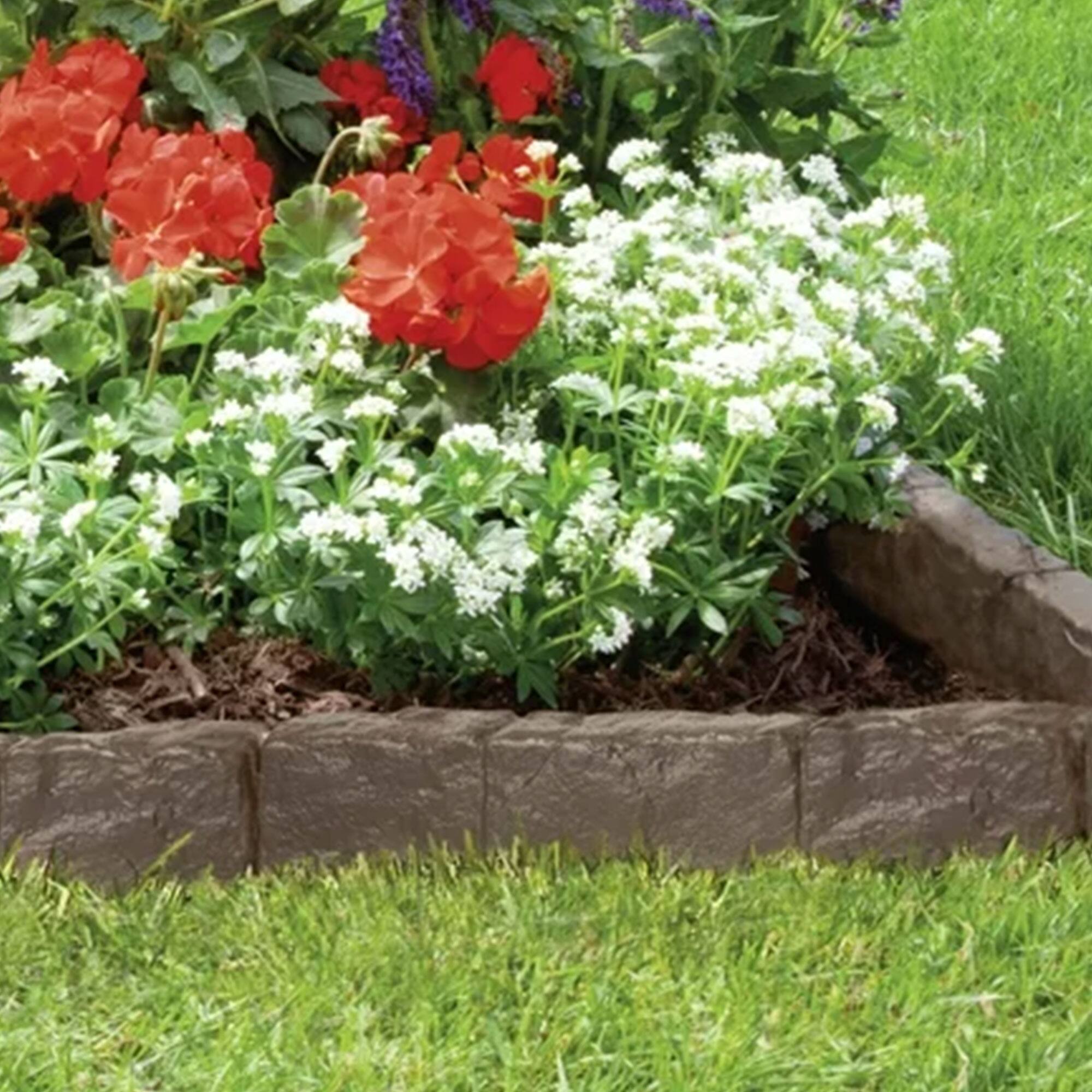 Alt View 5. Suncast - Suncast Plastic Border Stone Edging for Enclosing Flower Beds or Garden, Brown - BROWN.