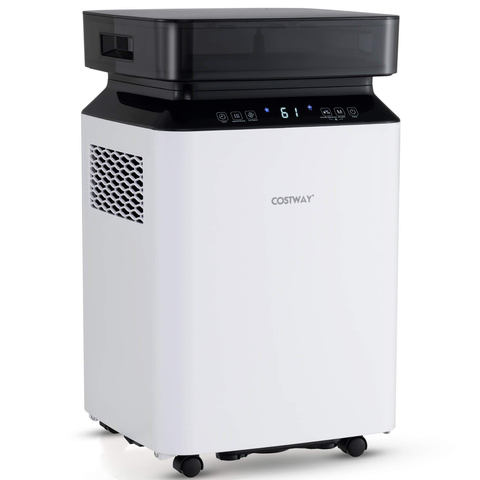 Front. Costway - COSTWAY 90 Pints Dehumidifier with Pump Easy Humidity Control, Multiple Drainage Options, 24H Timer & 2.2 Gal Water Tank - White.