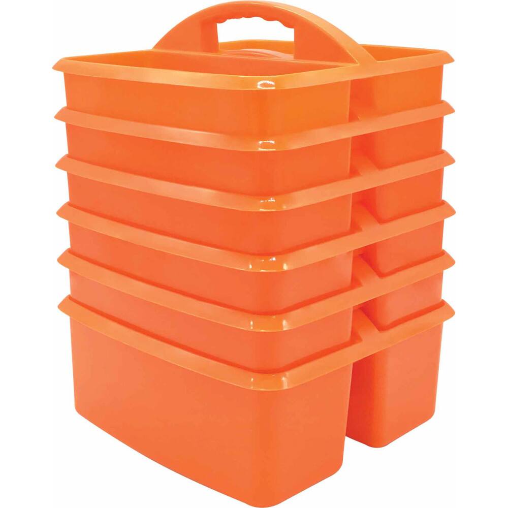 Front. Teacher Created Resources - Teacher Created Resources Orange Plastic Storage Caddy, Pack of 6.