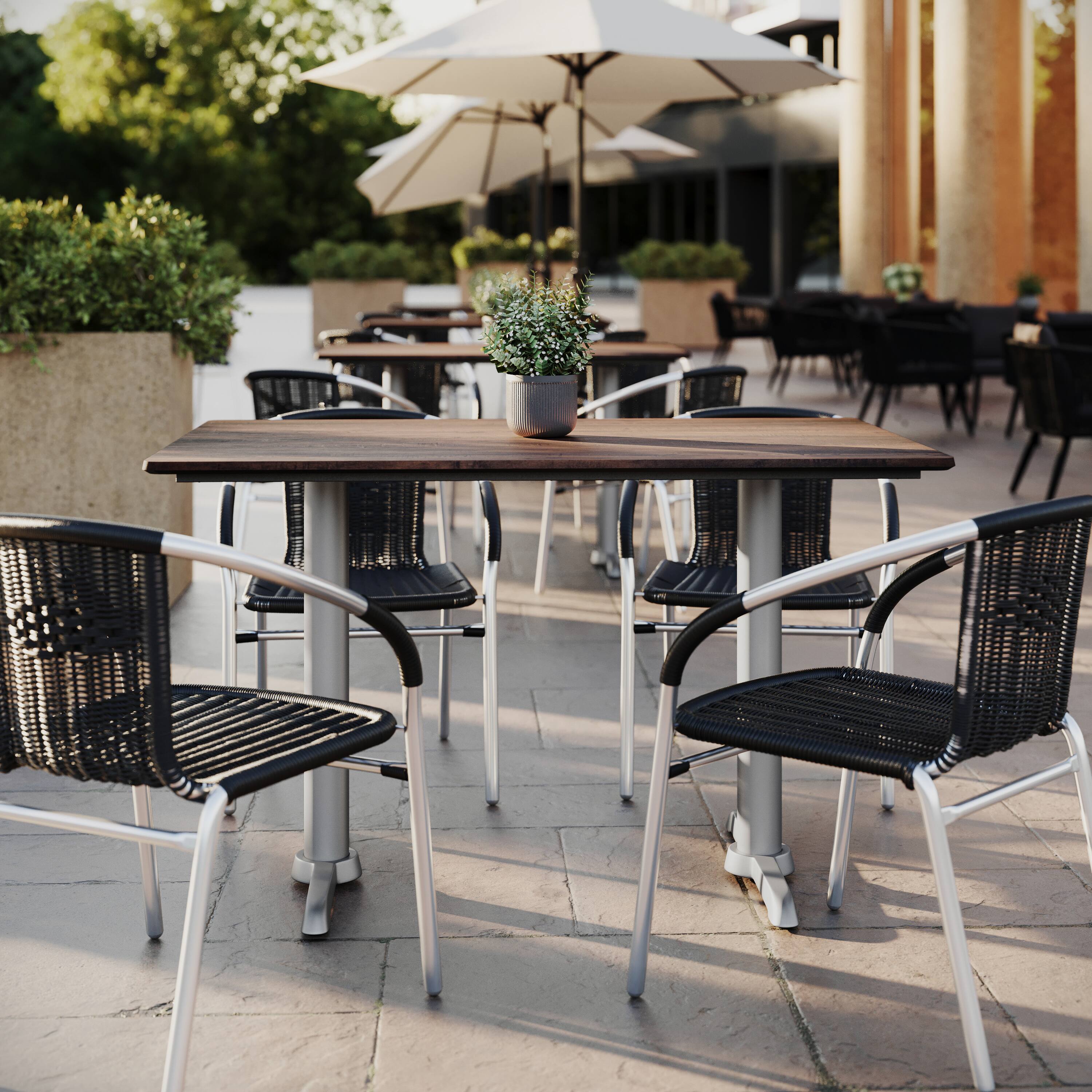 Alt View 1. Emma + Oliver - PureShield Indoor Outdoor Tabletop with Seam-Free Surface Innovation and Cast Iron Bistro Table Base - Dark Brown/Silver Base.