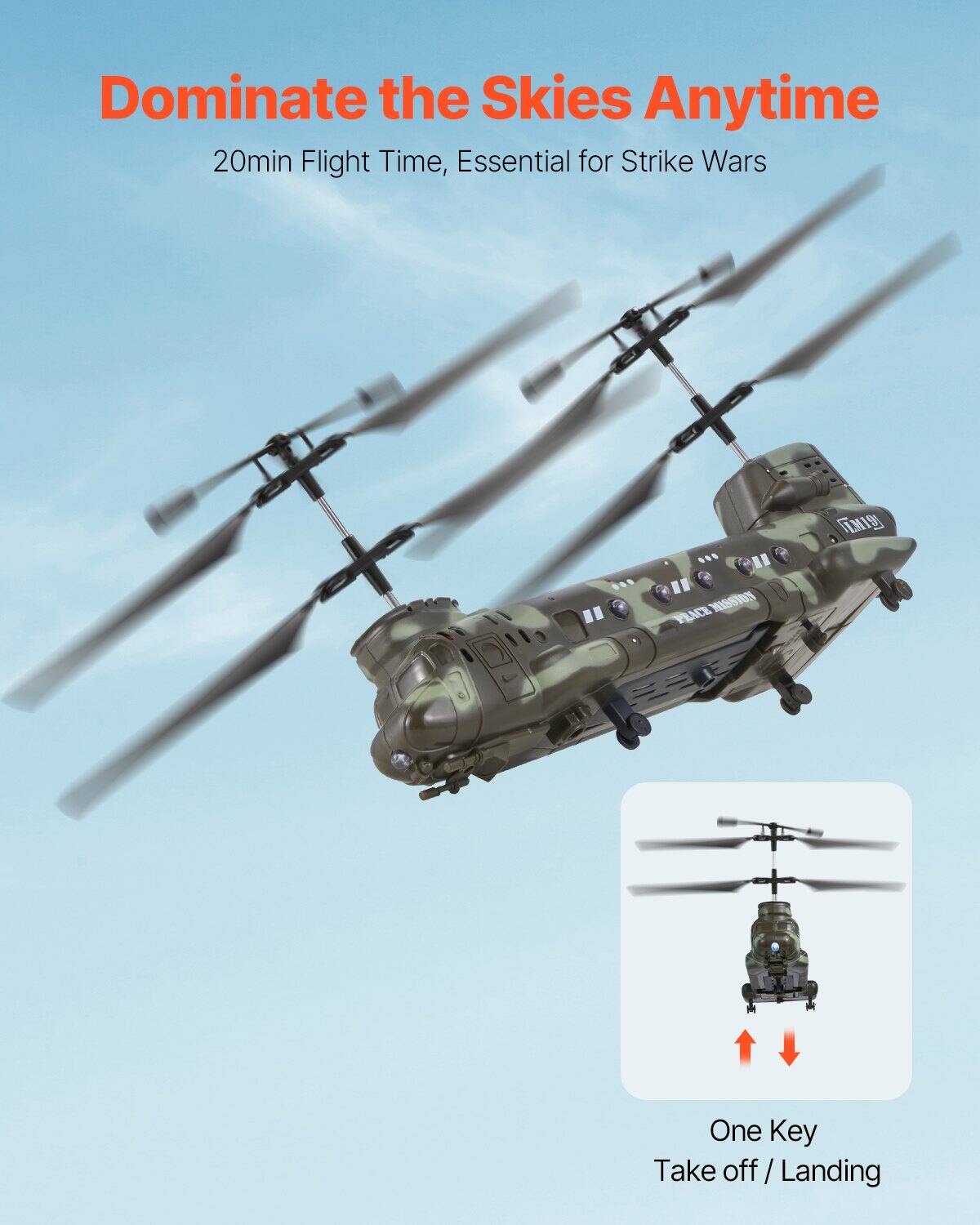 Dominate the Skies Anytime  
20min Flight Time, Essential for Strike Wars  

One Key Take off / Landing