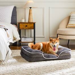 AENKYO - Pet Bed with Washable Removable Cover Non-Slip Base Waterproof Liner for Dogs & Cats - Gray
