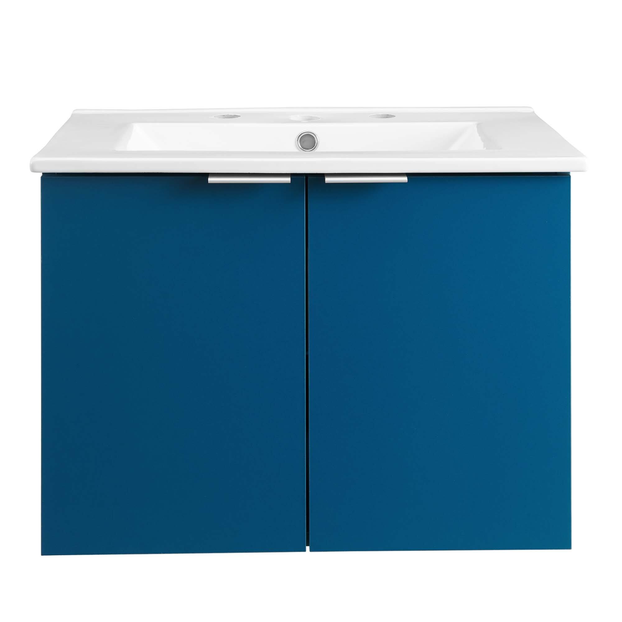 Alt View 3. Modway - Maybelle Wall-Mount Bathroom Vanity Basin Included - Navy White.