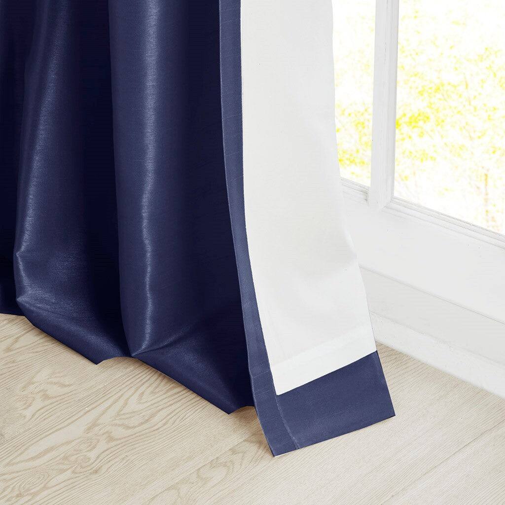 Alt View 7. BreeBe - Twist Tab Lined Window Curtain Panel Navy 50x108' - Navy.