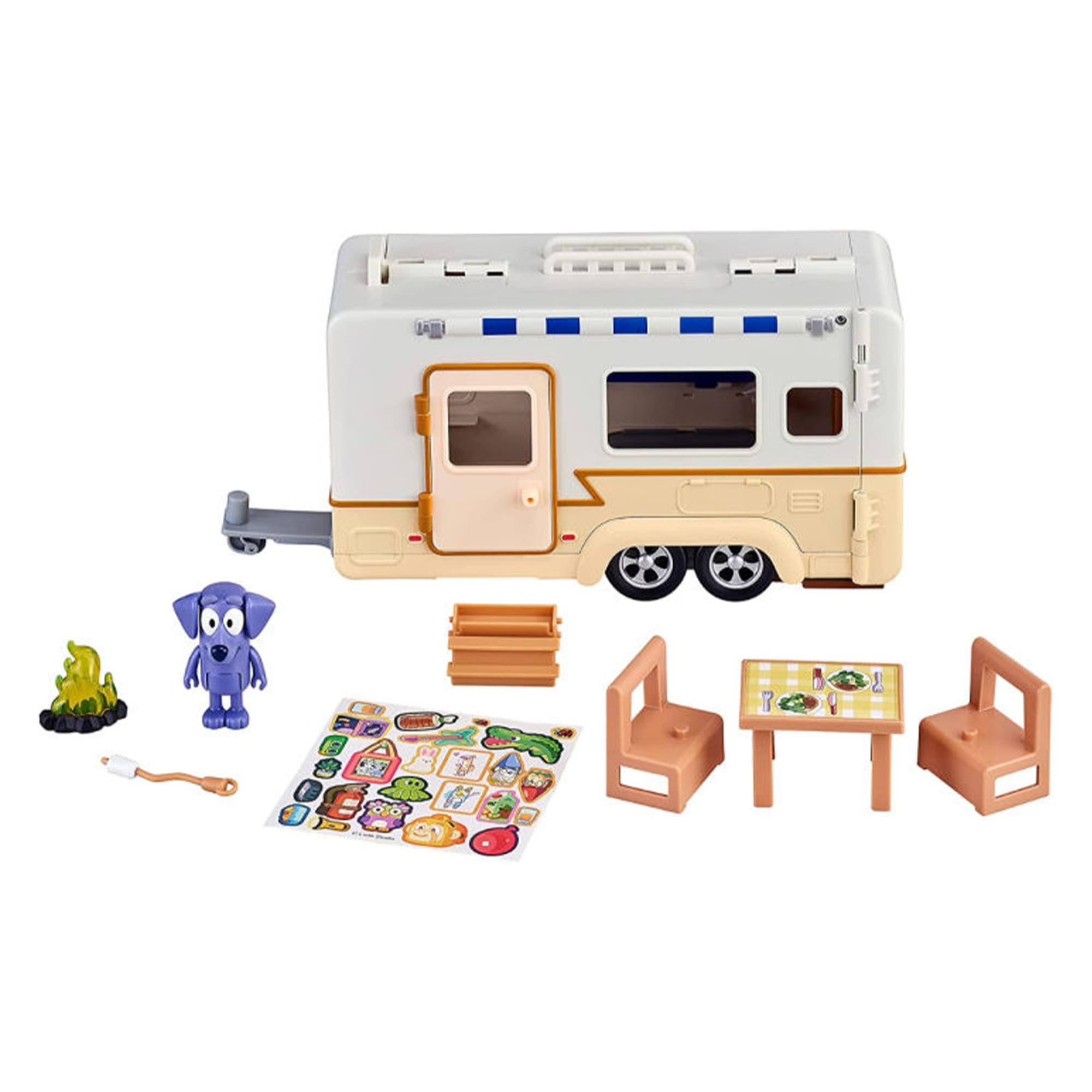 Front. Moose Toys - Bluey Caravan Adventure Playset | Includes Jean Luc Figure - Multi-Color.