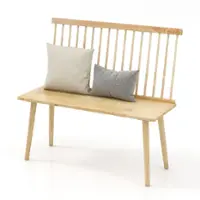 Costway - Entryway Bench for 2 Windsor Rubber Wood Dining Bench with Spindle Back - Natural - Front_Zoom