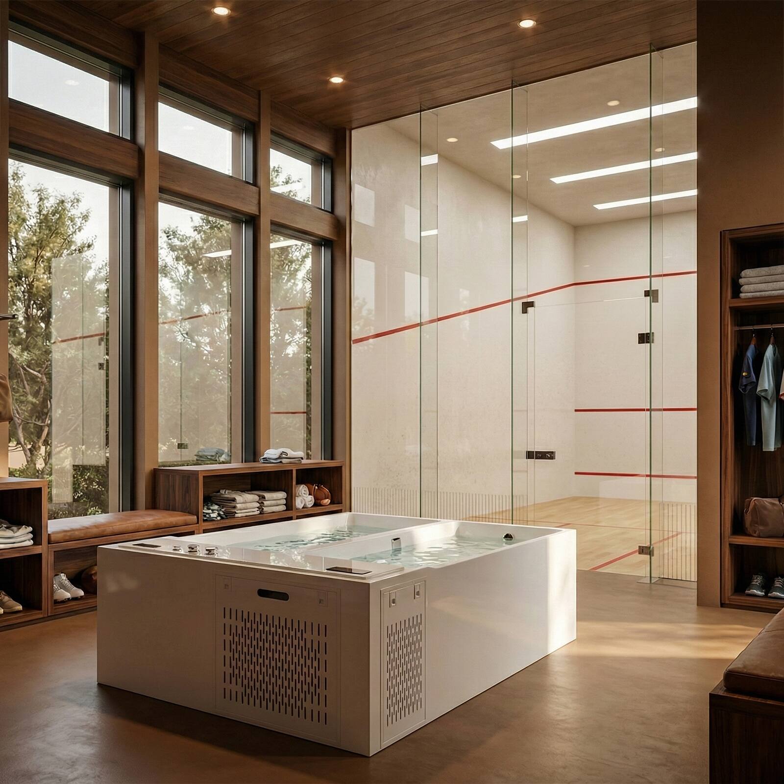 Alt View 2. Empava - 78 in. x 55 in. Dual Zone Cold Plunge - Ozone - Chiller - Heater and 20 Jets Whirlpool Bathtub - Thermostat in White - White.