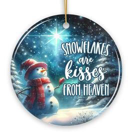 OrnamentallyYou - Snowflakes are Kisses from Heaven Ornament Snowman in Magical Night Remembrance Gift Circle - Multi-colored