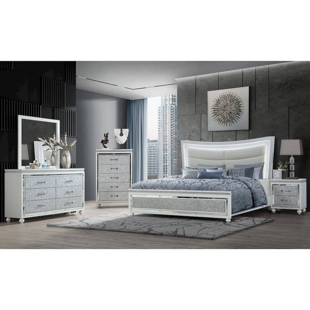 Alt View 1. Global Furniture USA - Contemporary Glam Collete White Nightstand, White - White.