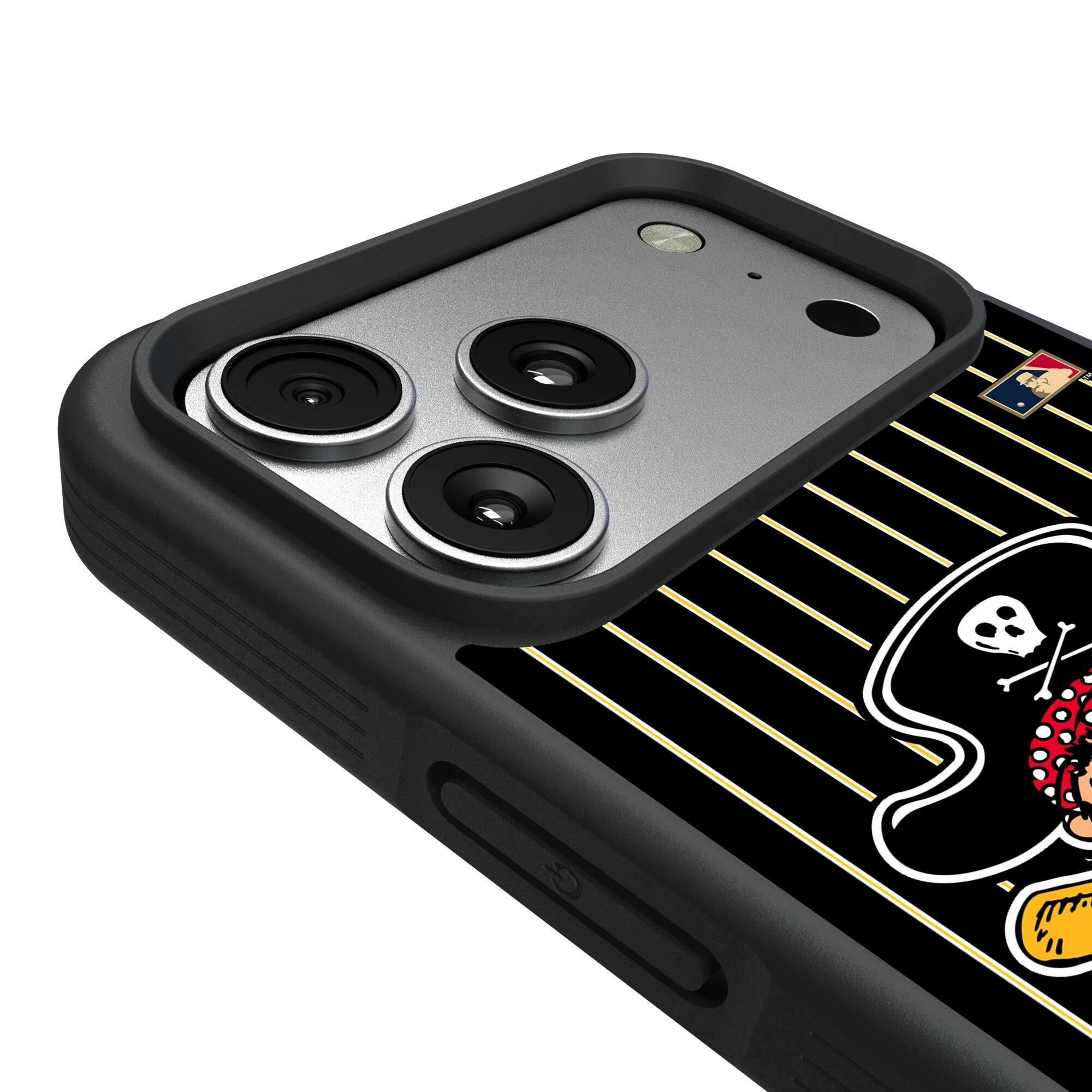 Alt View 2. Keyscaper - Pittsburgh Pirates Bump Case with 8.2ft Drop Protection - 16 Plus - Multicolor.