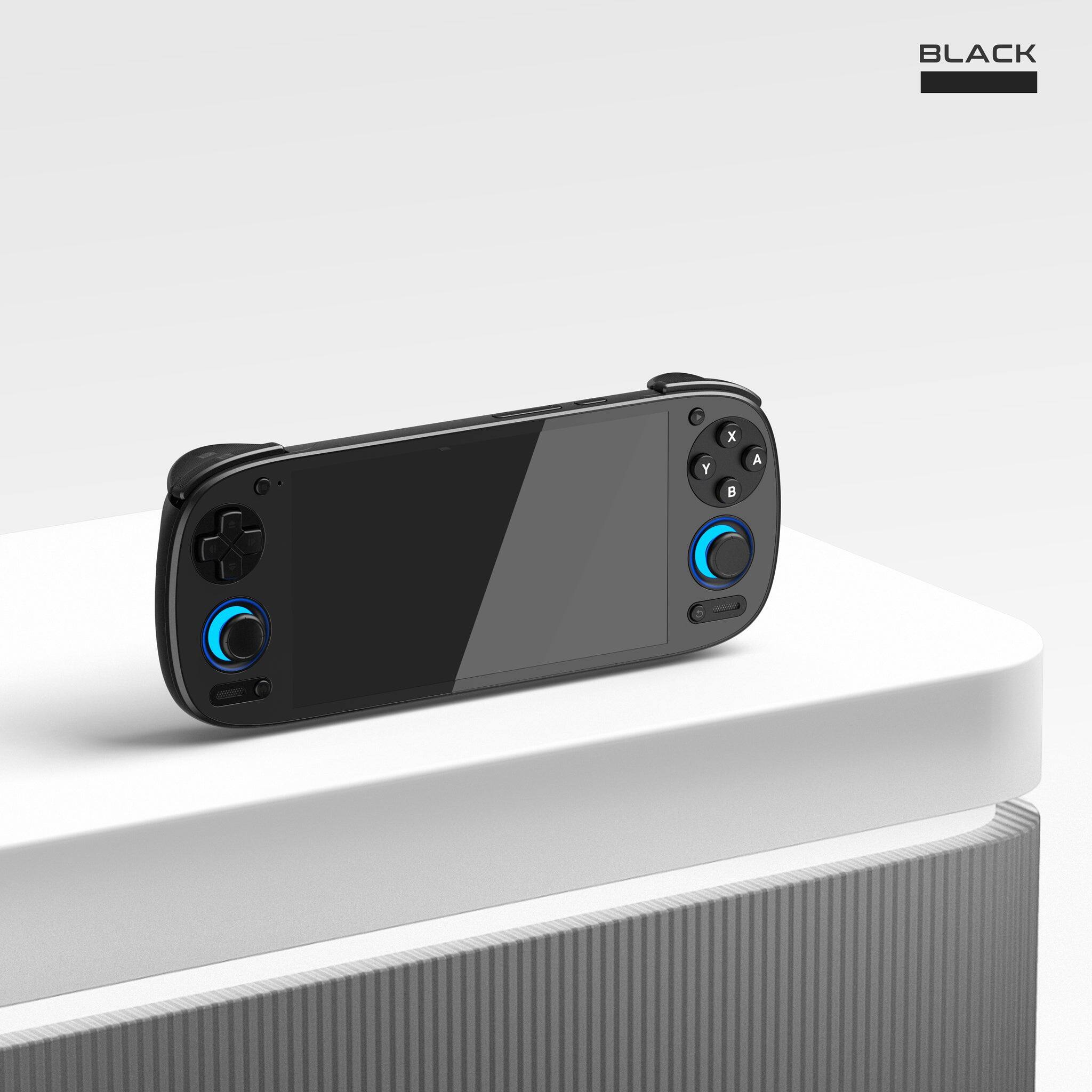 Front. Retroid Pocket - G2 Handheld Game Console, 5.5-inch AMOLED Screen, 8GB RAM, 128GB Storage, Includes Screen Protector - Black.