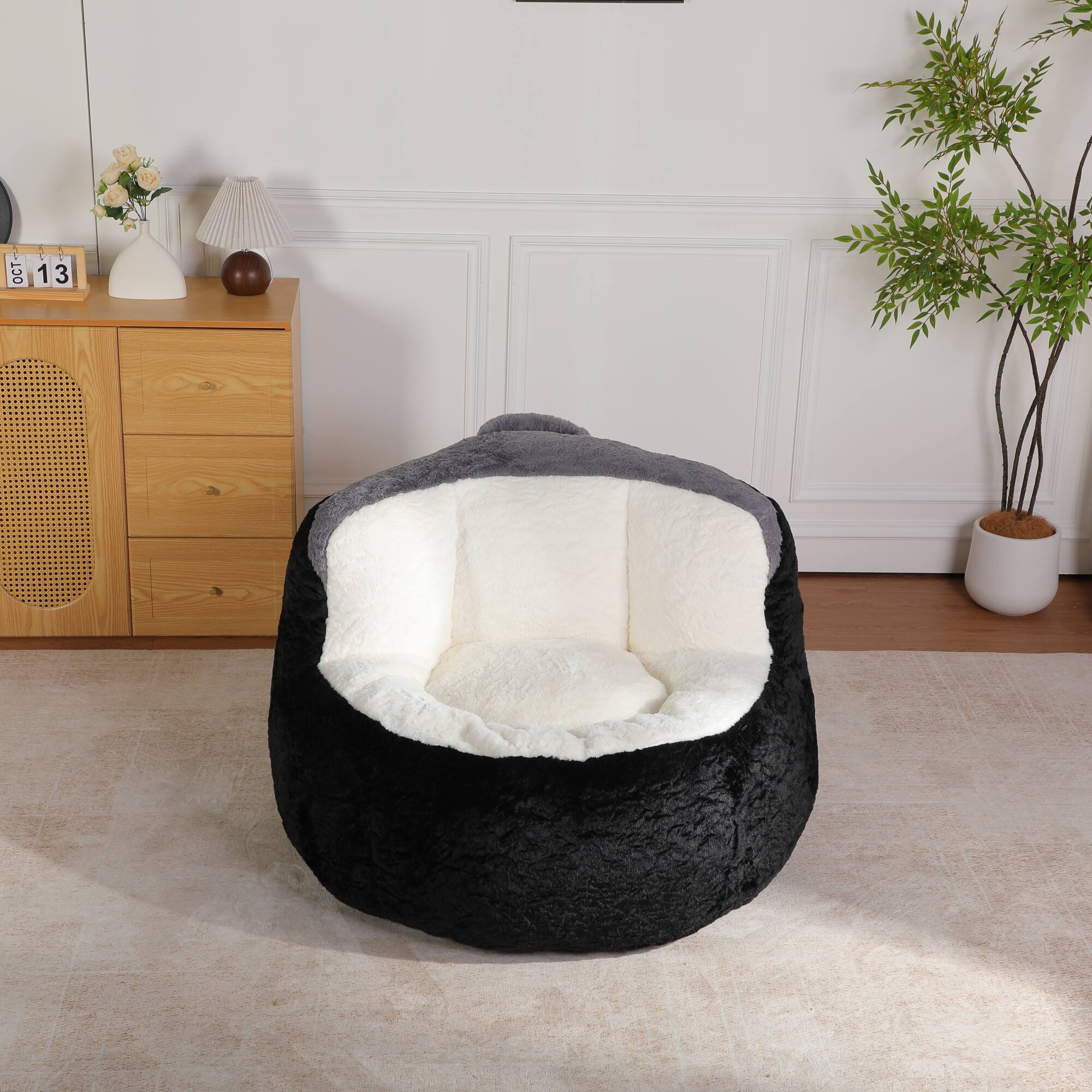 Alt View 7. GOODSILO - Oversized Bean Bag Chair Lounger Sofa with Faux Fur Cover and Shredded Foam Filling for Living Room Comfort - Multicolor.