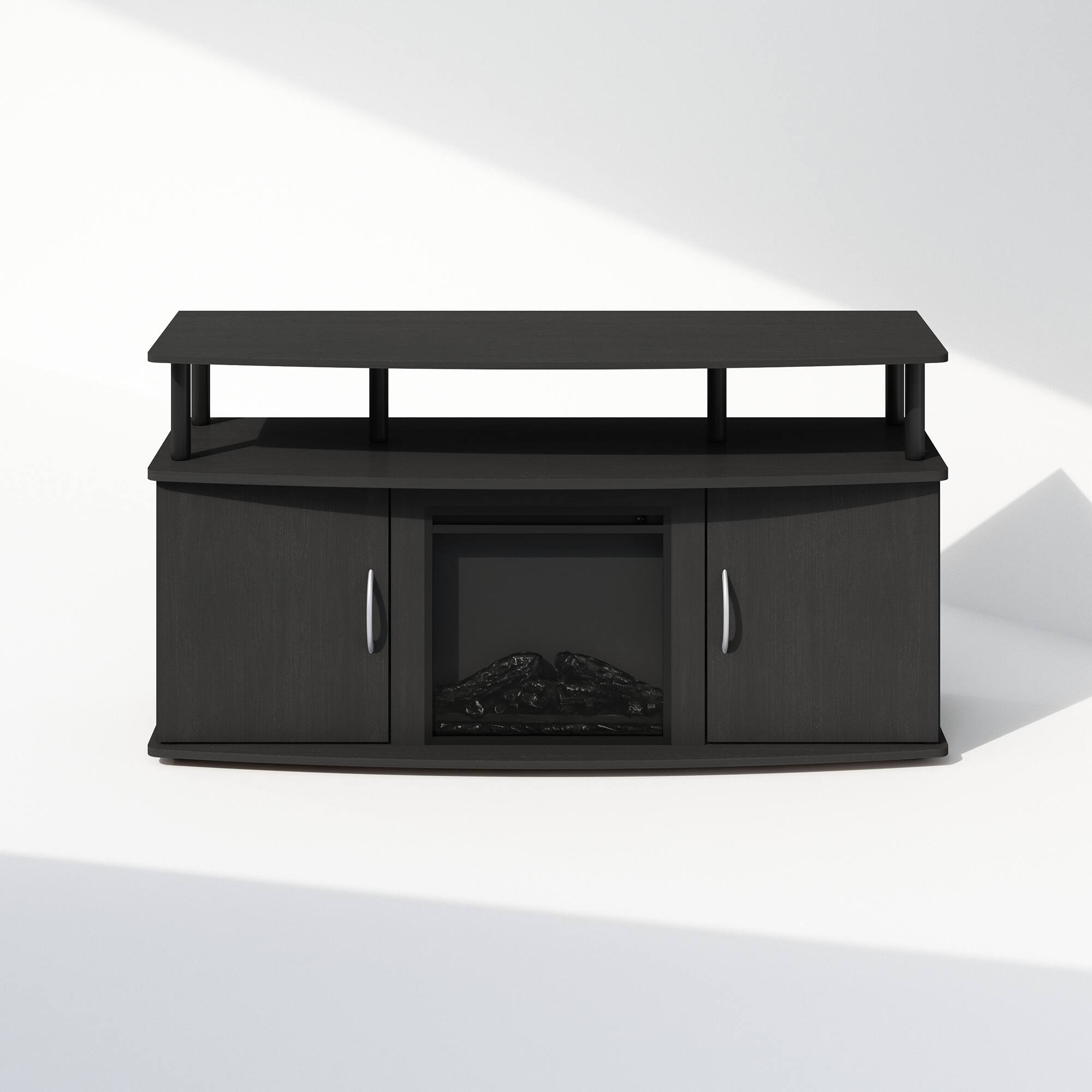 Alt View 2. Furinno - Jensen No Heat Decorative Electric Fireplace TV Stand, for TV up to 55 Inch with Doors Storage Cabinet - Americano/Black.
