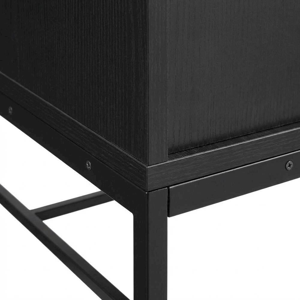 Alt View 1. FurniFact - Vinyl Record Storage Stand in Black with Compact Design for Home Entertainment - Black.
