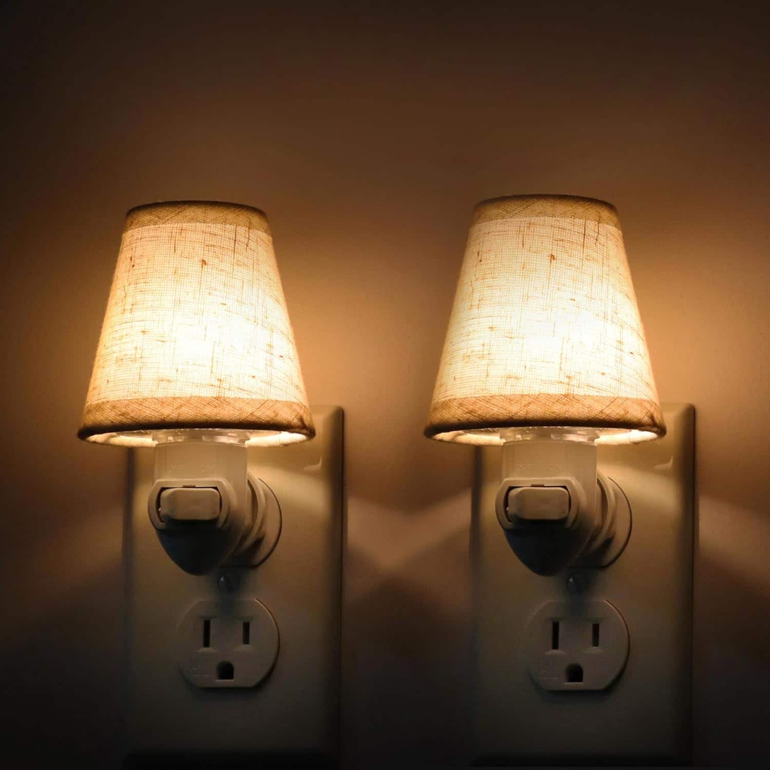 Dazzed Corner - 2-Pack Plug-In LED Night Lights with Switch, Warm Linen Shade Night Lamp - Beige price history on PriceWatchPro