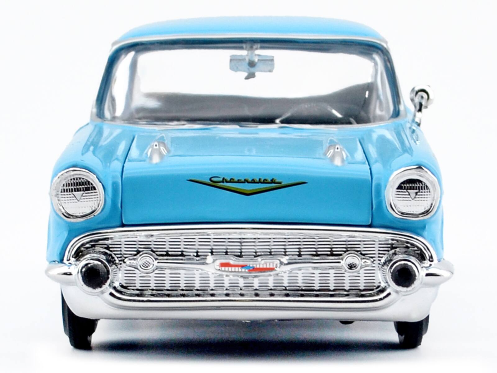 Alt View 3. Motormax - 1957 Chevrolet Bel Air Light Blue "Timeless Legends" Series 1/24 Diecast Model Car by Motormax.