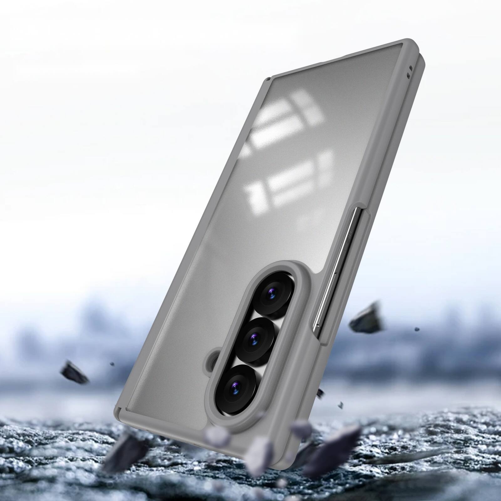 Alt View 2. Dteck - Shockproof Case for Samsung Galaxy Z Fold8 Ultra with Screen Protector, Rugged Full Hinge Cover with Raised Camera Edge - Gray.